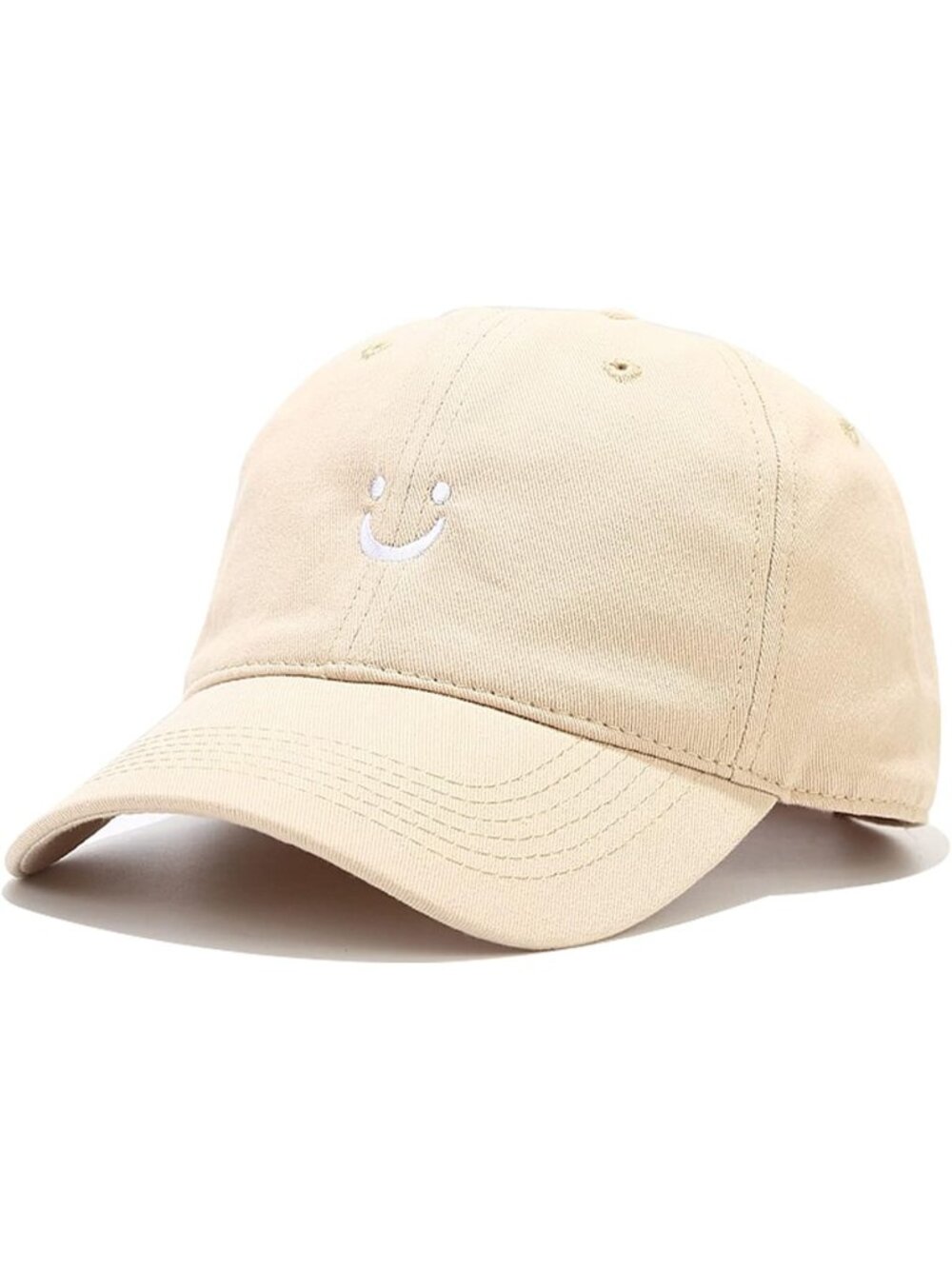 🎃Unisex Beige Low Profile Adjustable Cotton Dad Hat Smile Face Baseball Caps
